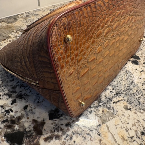 Brahmin Tan Melbourne Collection Croc Embossed Alma Handbag - Picture 11 of 17